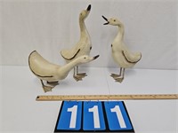 Set Of 3 Large Wooden Ducks W/Metal Legs