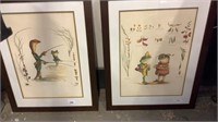 PAIR OF WHIMSICAL PRINTS OF FROGS AND