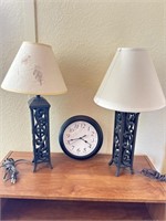 (2) 21” table lamps and clock