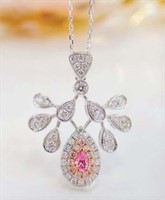 Natural Pink Diamond 18K Gold Pendant