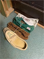 Four pair of leather moccasins