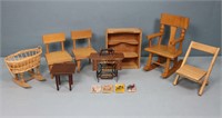 8pc. Vintage Wooden Doll Furniture