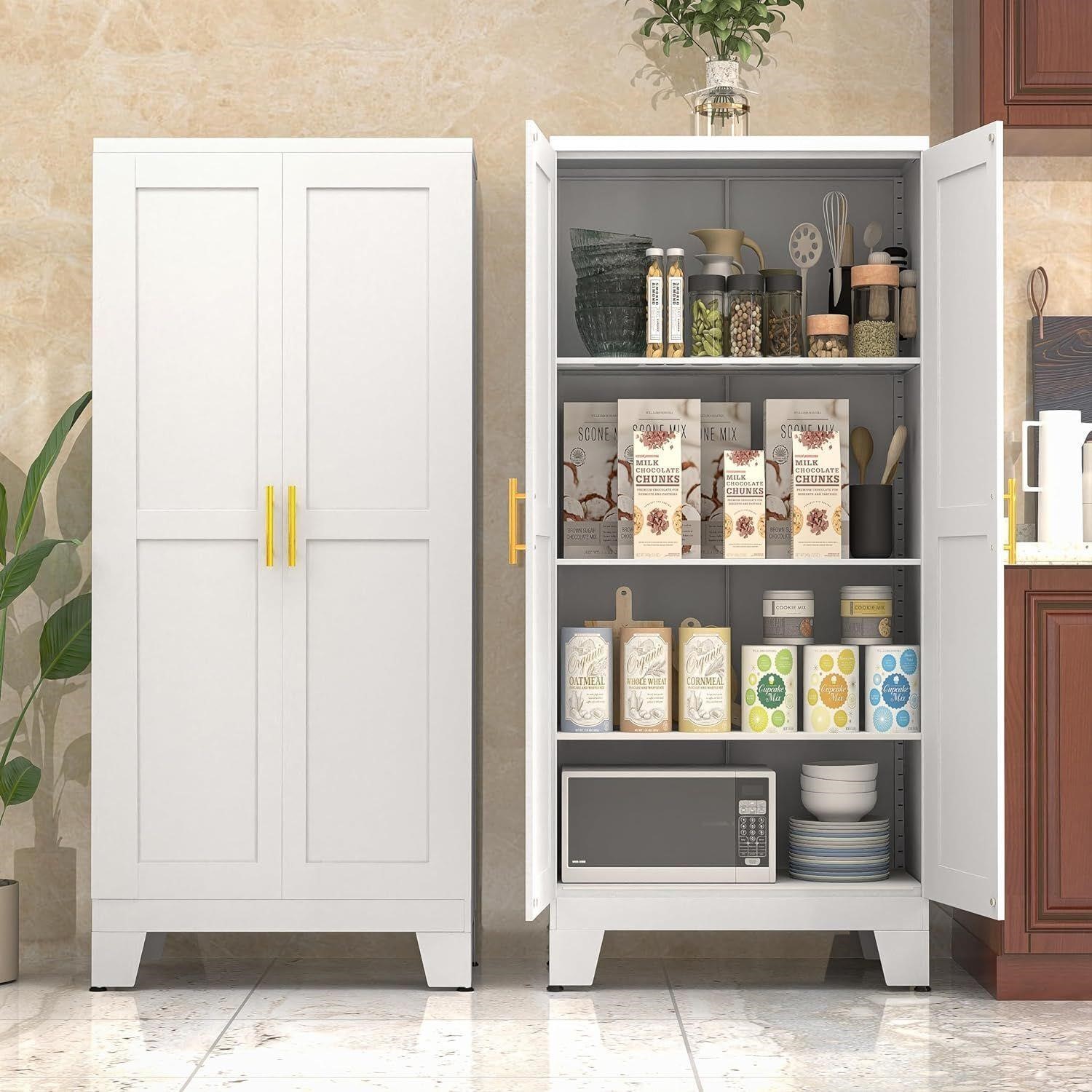 61" H White Kitchen Storage Cabinet