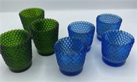 Votive Holder Hobnail Blue Set of 4 and Green set