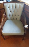 VINTAGE CHAIR- WOOD WITH CANE SIDES AND CUSHIONS