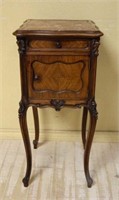 French Rococo Carved Marble Top Side Cabinet.