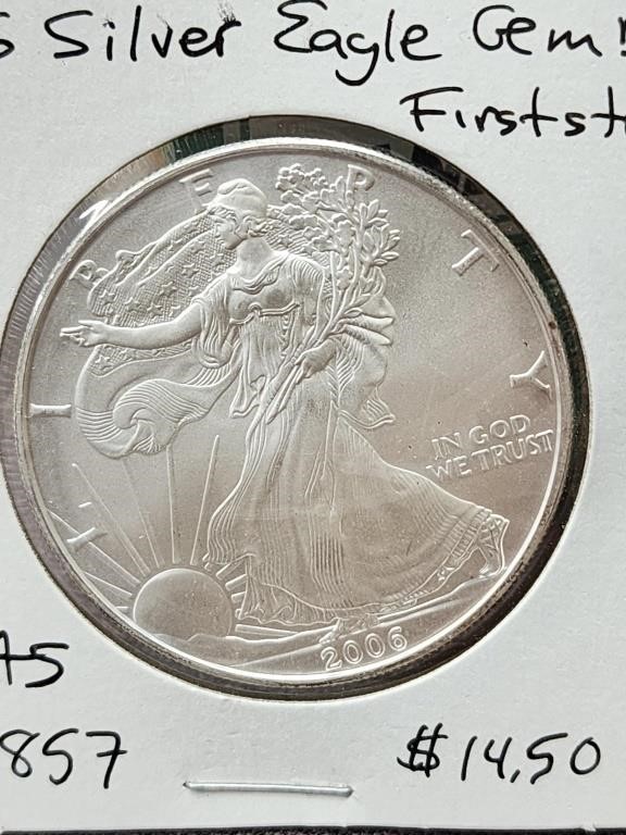 2006 Silver Eagle 1 dollar Silver Coin. 1 oz.