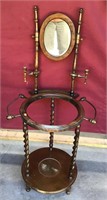 Vintage Wash Stand, Burled Legs, Candleholders