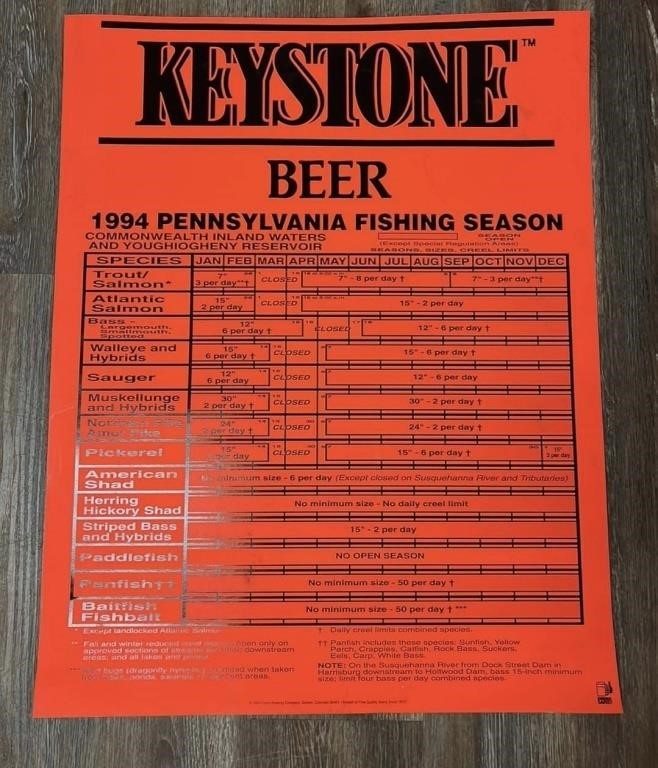 1994 Keystone Beer Fishing Season Schedule