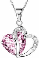 Heart 3.18ct Pink Topaz & Open Heart Necklace