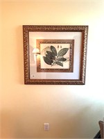 LARGE GOLD ORNATE FRAMED ARTWORK - LEAFS