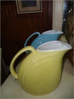 2 Pastel Colored Hall Catskill Refrigerator Pitche