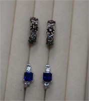 Two Pair of Earrings w/ Semi-Precious Stones