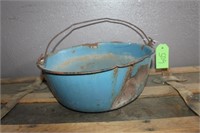 BLUE ENAMEL FLOWER POT