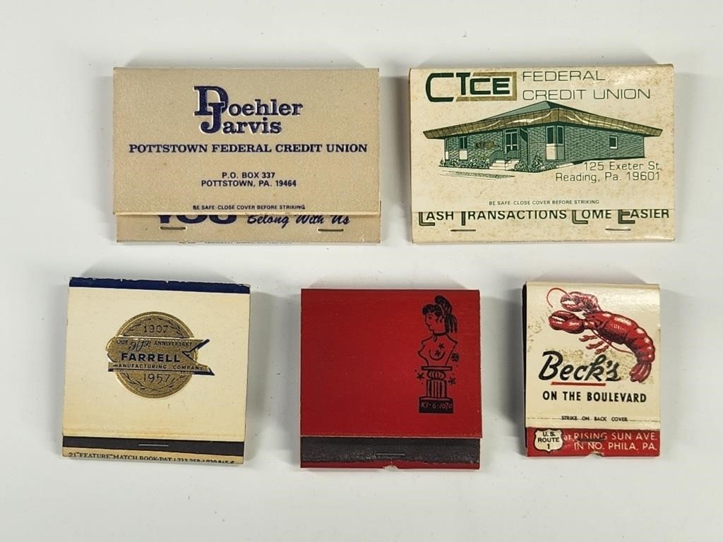 5) VINTAGE ADVERTISING FEATURE MATCHBOOKS