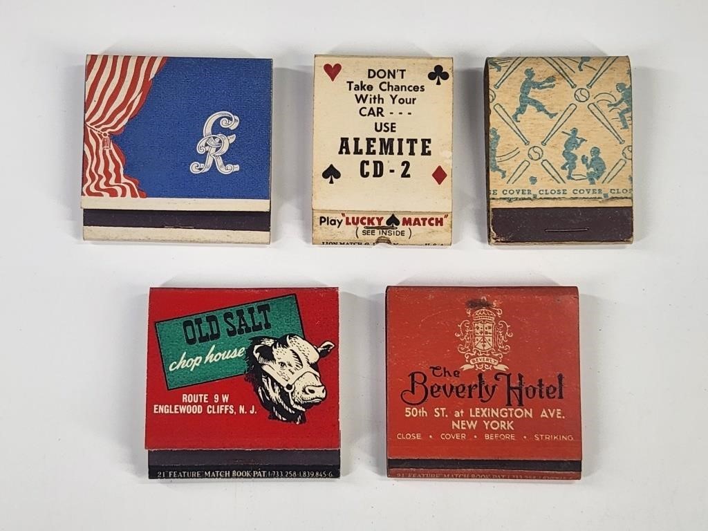 5) VINTAGE ADVERTISING FEATURE MATCHBOOKS