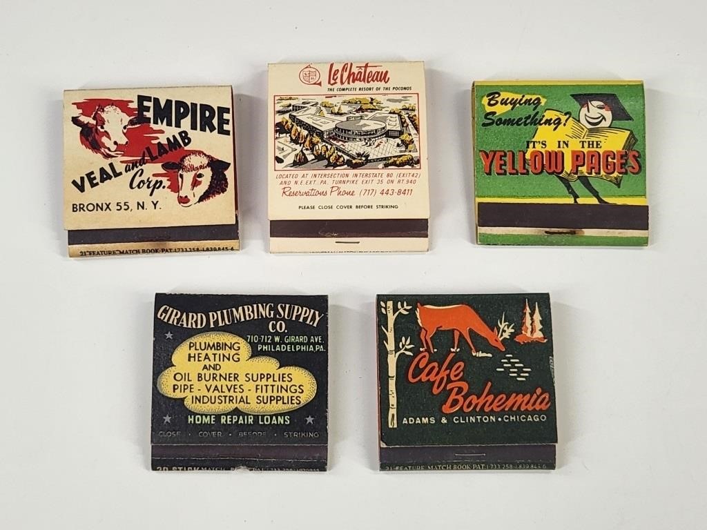 5) VINTAGE ADVERTISING FEATURE MATCHBOOKS