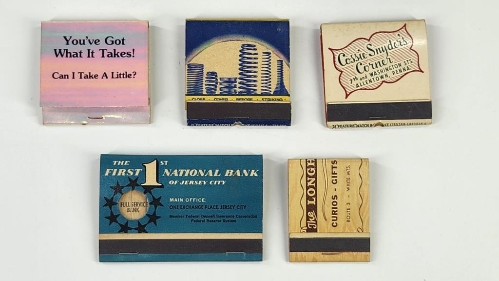 5) VINTAGE ADVERTISING FEATURE MATCHBOOKS