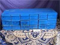 Blue Metal 18 Bin Parts Organizer Cabinet