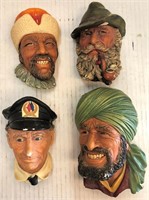 1960's 1970's Bossons England Chalkware heads