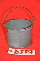 Mini antique gray graniteware pail, 4" dia x 3" T
