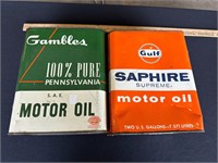 Gambles & Gulf 2 Gallon Oil Cans