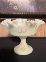 Fenton hand painted and signed large compote 6”