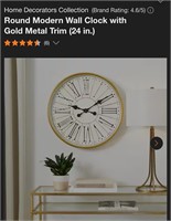 23.6 in round white metal clock