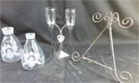 Unique wine glasses and stand, metal frame holder