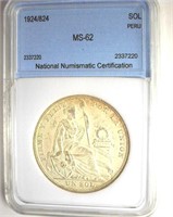 1924/824 Sol NNC MS62 Peru