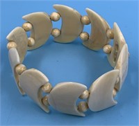Fossilized walrus ivory stretch bracelet, 4" when