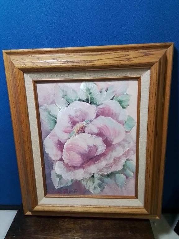 Oil painting of flowers on canvas signed by