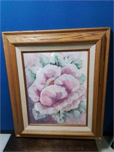 Oil painting of flowers on canvas signed by