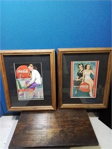 Group of 3 framed coke advertising pieces 9 By 1
