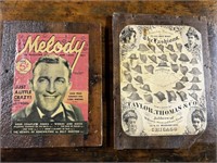 Two Wooden Plaques of Vintage Magazines