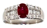 Platinum 1.44 ct Natural Ruby & Diamond Ring