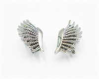 Coro Silver Tone Feather/Wing Like Earrings