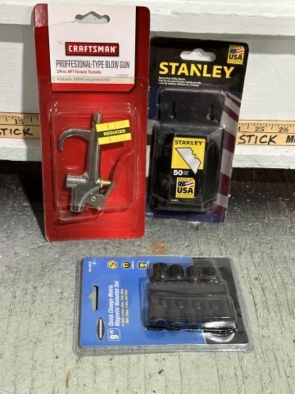 NEW STANLEY BLADES, CRAFMAN AIR NOZZLE, NUT DRIVE