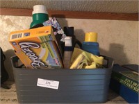 Plastic Organizer Bin w/Laundry Supplies