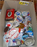 BOX LOT OF ADVERTISERS PINS