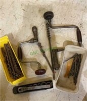 Lot of two vintage hand crank drills with vintage