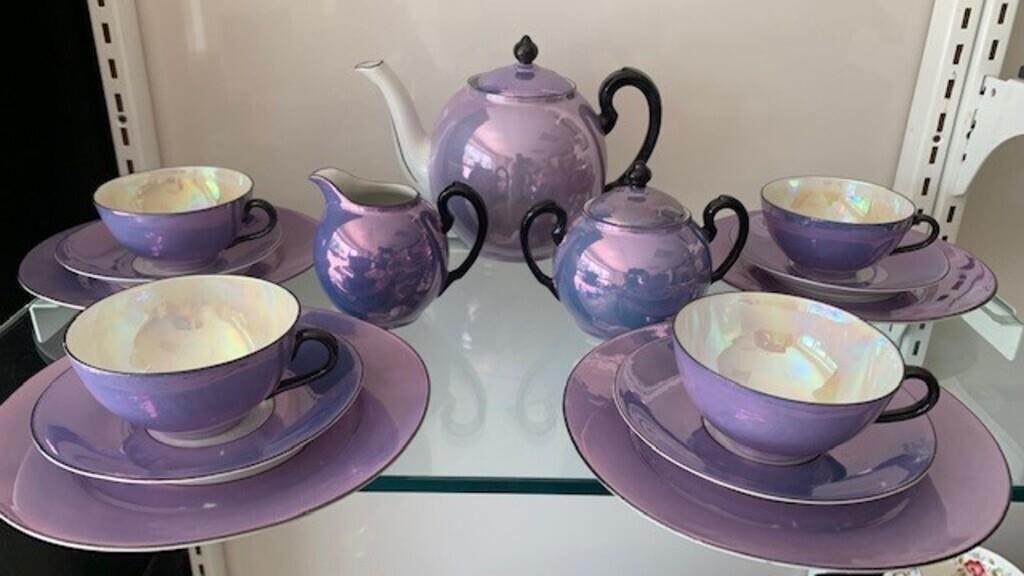 Vintage Purple Luster Tea Set