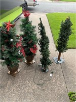 5 assorted Christmas tree decoration trees