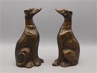Vttg Bronze Greyhound Statue Bookends Pair