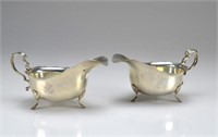 Pair of English silver sauce boats