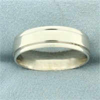 Men's Banded Edge Wedding Band Ring in 14k White G