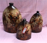 3 PC CERAMIC VASES BROWNS AND REDS
