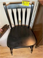 BLACK WOODEN OCCASIONAL CHAIR APPROX 17 IN W X 16