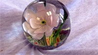 Large Vintage Blown Glass Floral Paperweight