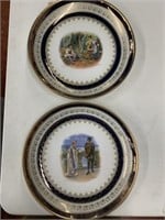 2 Vintage Austria Plates, Victorian Scene, 11.5"